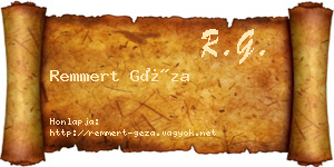 Remmert Géza névjegykártya